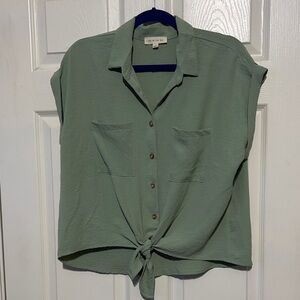 Women's Green Button-Up Top